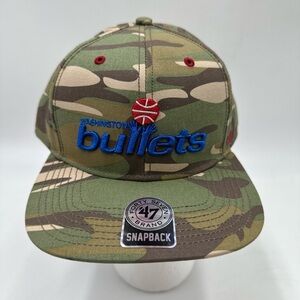 47 Brand Washington Bullets Snapback Hat Camo Adjustable Cap Hardwood Classics